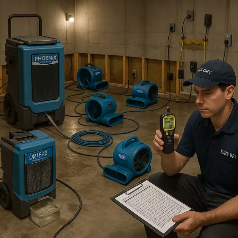 Structural Drying and Dehumidification process in Bangs, TX